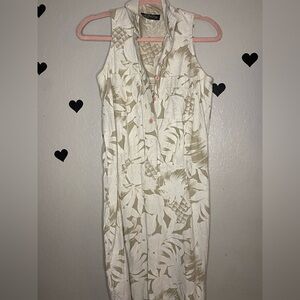 All that Jazz Beige Leaf Print Midi Dress